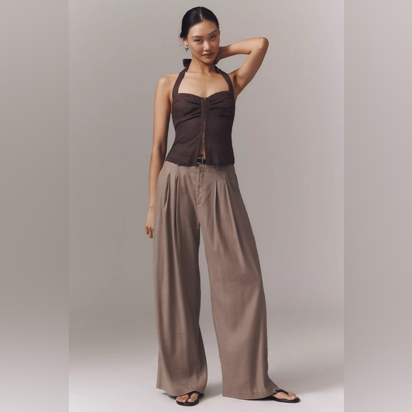 Anthropologie Pants - NWT! Anthropologie Avery Linen Pleated Wide-Leg Trousers by Maeve 🎡💐